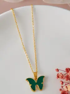 DressBerry Women Gold-Plated Butterfly-Shaped Pendant with Chain