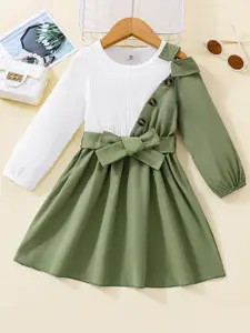 BAESD Girls Colourblocked Fit & Flare Above Knee Dress