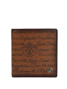 Da Milano Men Leather Typography Printed Two Fold Wallet