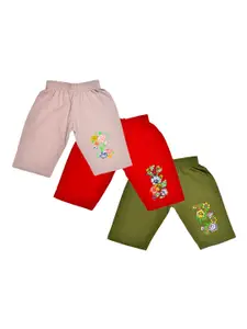 BAESD Girls Pack Of 3 Floral Printed Slim Fit Pure Cotton Shorts