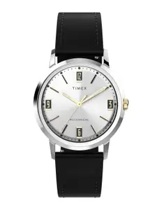 Timex Men Silver-Toned Dial & Leather Bracelet Style Straps Analogue Watch TW2V44700U9