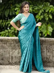 STAVA CREATION Green Ethnic Motifs Silk Blend Designer Saree