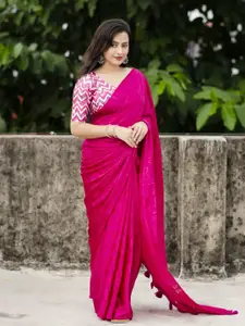 STAVA CREATION Pink Ethnic Motifs Silk Blend Designer Saree