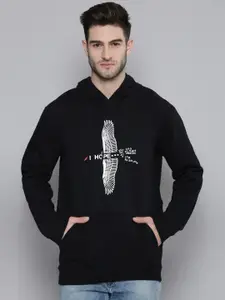 SMARTEES Men Black Printed Hooded Sweatshirt