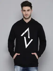 SMARTEES Men Black Printed Hooded Sweatshirt