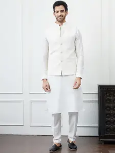 See Designs Embroidered Pure Cotton Slim-Fit Nehru Jacket