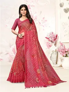 ARYZE Red Bandhani Silk Blend Saree