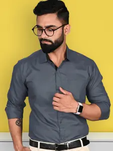 1 Stop Fashion Men Grey Standard Opaque Formal Shirt