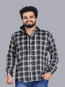 Bought First Men Black Premium Checked Party Shirt