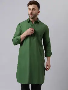 hangup trend Shirt Collar Long Sleeves Pathani Straight Kurta