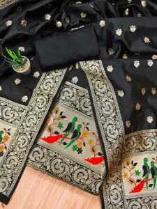 Panzora Ethnic Motifs Woven Design Zari Unstitched Dress Material