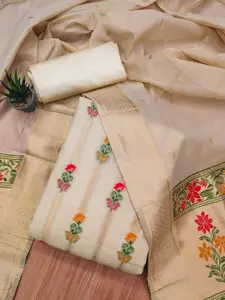 Panzora Floral Woven Design Cotton Silk Unstitched Dress Material