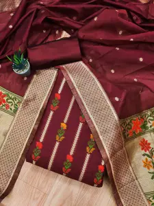 Panzora Floral Woven Design Cotton Silk Unstitched Dress Material