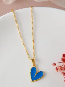 DressBerry Gold-Plated Heart Shaped Pendant with Chain
