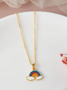 DressBerry Gold-Plated Rainbow Shaped Pendant with Chain