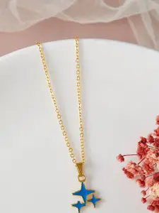 DressBerry Gold-Plated Stone-Studded Pendant With Chain