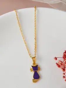 DressBerry Gold-Plated Cat Shaped Pendant with Chain