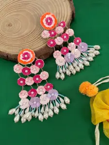 Digital Dress Room Beaded Floral Drop Earrings