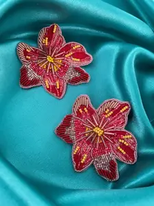 Digital Dress Room Beaded Floral Studs Earrings