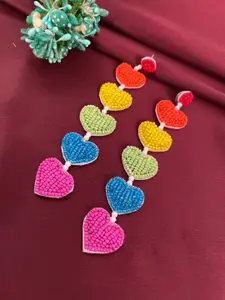 Digital Dress Room Multicoloured Heart Shaped Drop Earrings