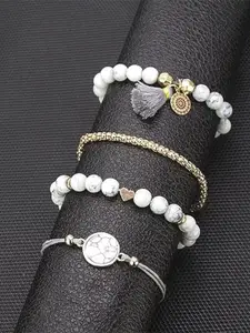 Fashion Frill Women White Gold-Plated Multistrand Bracelet