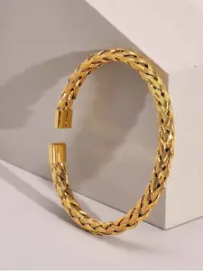 Fashion Frill Women Gold-Toned Gold-Plated Cuff Bracelet