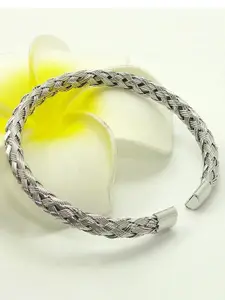 Fashion Frill Women Silver-Toned Silver-Plated Cuff Bracelet