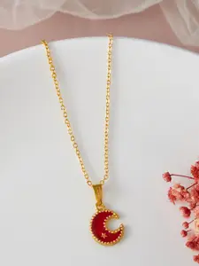DressBerry Gold-Plated Stone-Studded Pendant With Chain