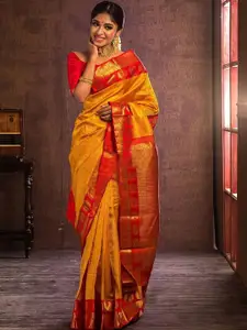 KALINI Ethnic Motifs Woven Design Silk Cotton Banarasi Saree
