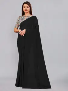CastilloFab Black Embellished Pure Georgette Designer Saree