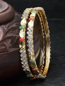 Sukkhi Set Of 2 Gold-Plated American Diamond-Studded Bangles