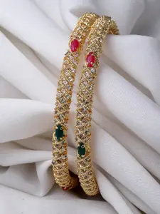Sukkhi Set Of 2 Gold Plated AD Studded Bangles