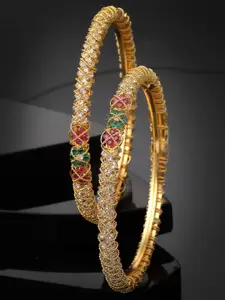 Sukkhi Set Of 2 Gold-Plated AD-Studded Bangle