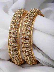 Sukkhi Set Of 2 Gold Plated American Diamond Studded Bangles