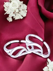 Taraash Set Of 2 925 Sterling Silver Silver Plated Adjustable Toe Rings