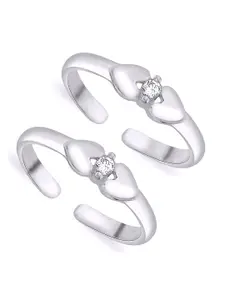 Taraash Set Of 2 925 Sterling Silver Heart Toe Rings
