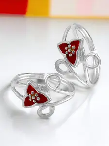 Taraash Set Of 2 925 Sterling Silver Hibiscus Stylish Toe Rings