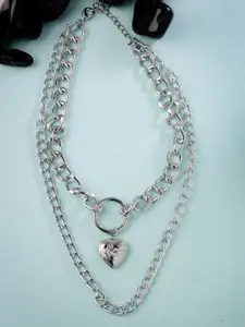 Scintillare By Sukkhi Silver-Toned Rhodium-Plated Layered Necklace