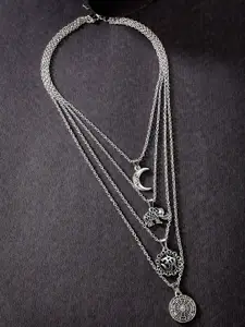 Scintillare By Sukkhi Silver-Toned Rhodium-Plated Layered Necklace