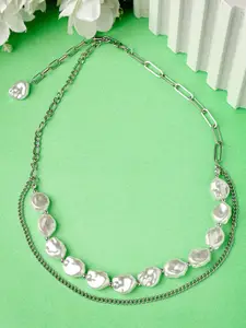 Scintillare By Sukkhi White Rhodium-Plated Layered Necklace