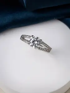 Scintillare By Sukkhi Rhodium Plated American Diamonds Studded Finger Ring