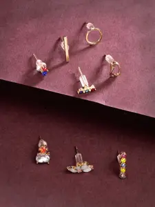 Scintillare By Sukkhi Set Of 8 Gold-Plated Crystals-Studded Contemporary Studs Earrings