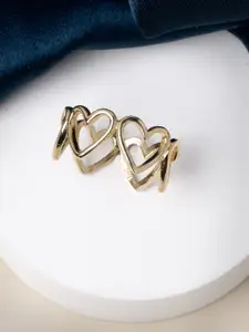 Scintillare By Sukkhi Gold -Plated Heartlinks Contemporary Adjustable Finger Ring