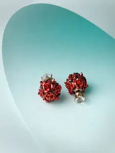 Scintillare By Sukkhi Rose Gold-Plated Floral Studs Earrings