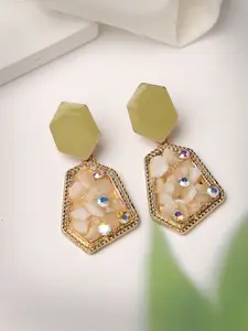 Scintillare By Sukkhi Gold Plated Crystals Studded Geometric Drop Earrings