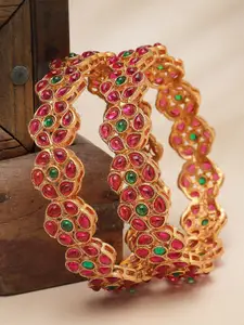 Sukkhi Set of 2 Gold Plated Stone-Studded Bracelets Bangle