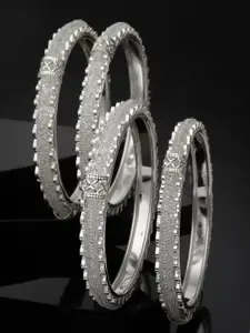 Sukkhi Set Of 2 Silver-Plated AD-Studded Bangles