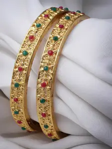 Sukkhi Set Of 2 Gold-Plated American Diamond-Studded Bangles