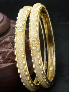 Sukkhi Set Of 2 Gold-Plated Crystal-Studded Bangles