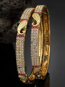 Sukkhi Set Of 2 Gold-Plated American Diamond Studded Bangles